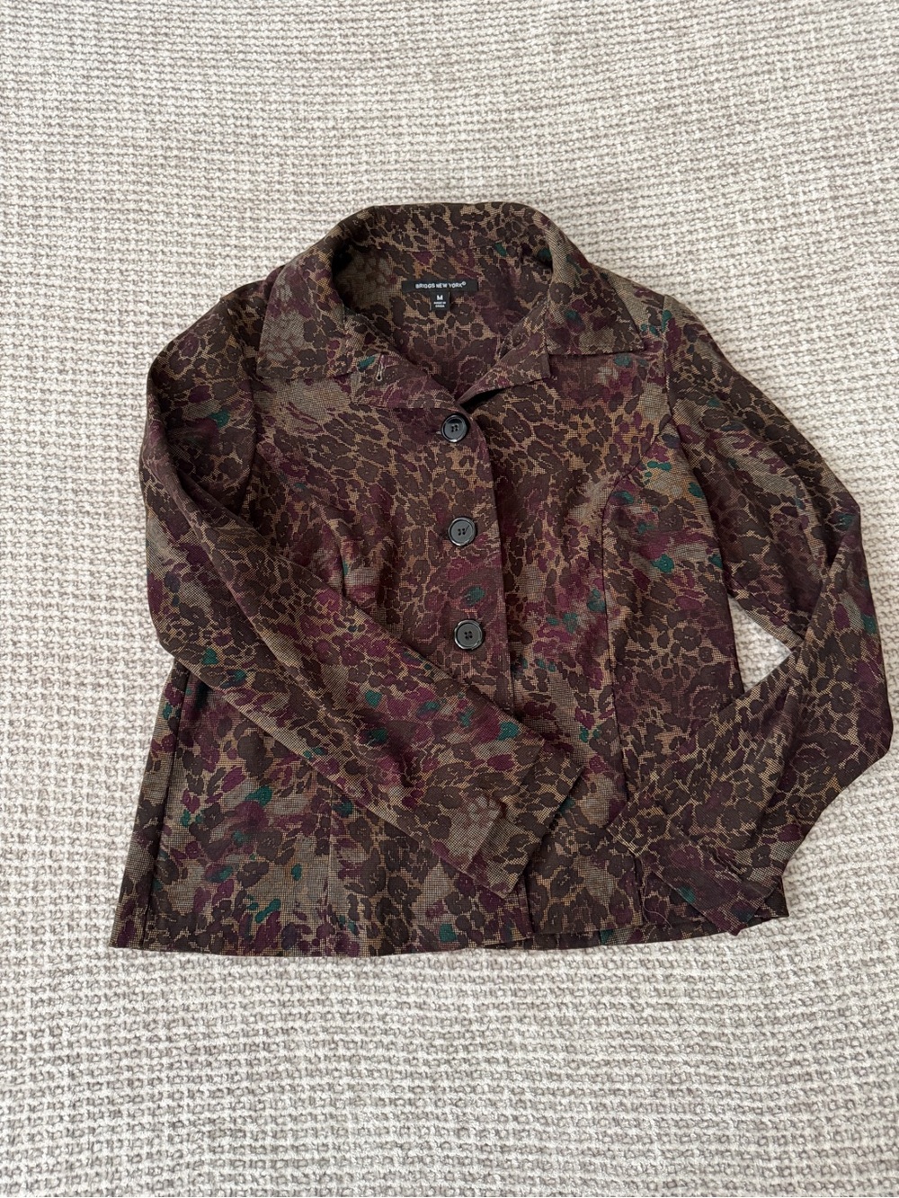 Briggs New York Brown Jacket with Maroon & Teal Accents